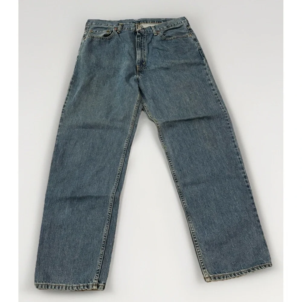 Levis 550 Jeans Mens 37x30 Relaxed Fit Medium Wash Blue Denim Pants Straight Leg